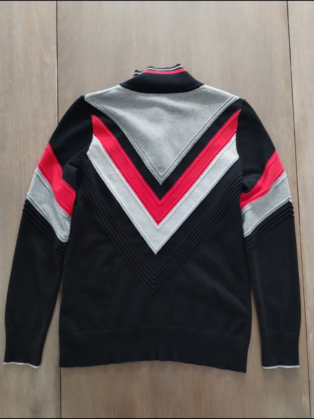 Krimson Klover Poppy Ski Sweater L Black Red Chevron Quarter Zip - Picture 4 of 11